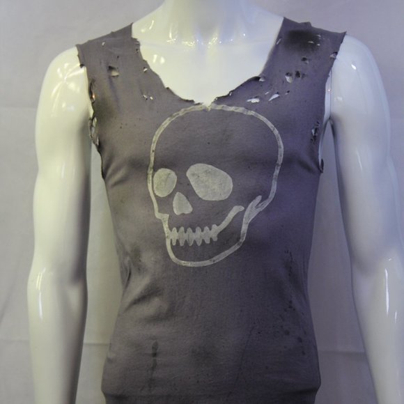 Skull T-shirt Handmade Distressed Destroyed Ripped - Picture 1 of 4